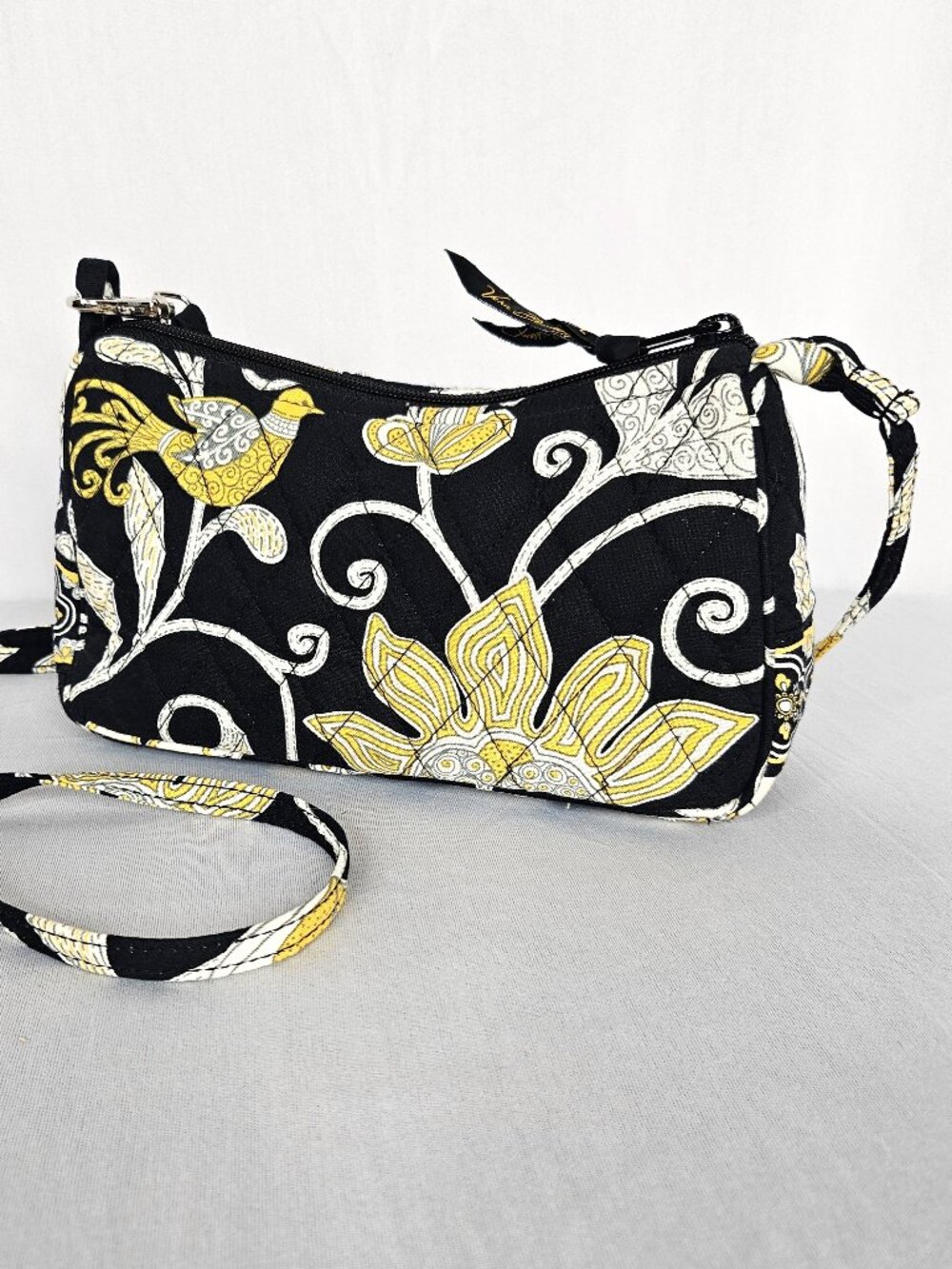 Vera Bradley Yellow Bird Crossbody Bag | Retired Black Yellow Floral
